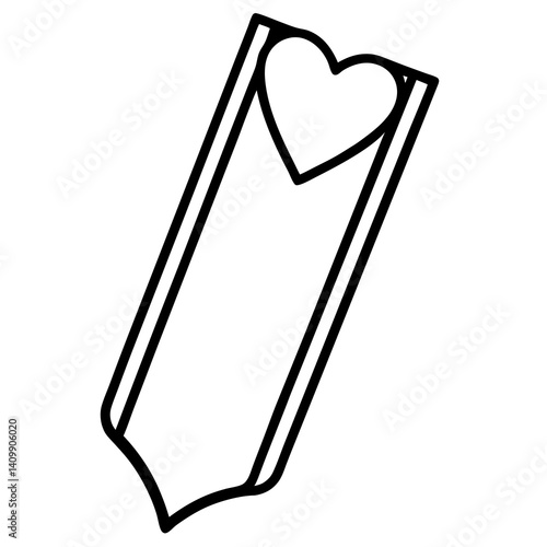 Bookmark with a heart top Line art vector
