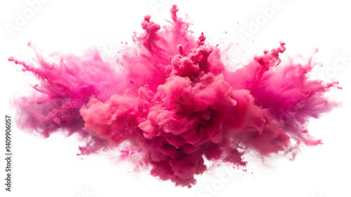  pink smoke paint explosion powder splash isolated on white background PNG , AI GENERATED