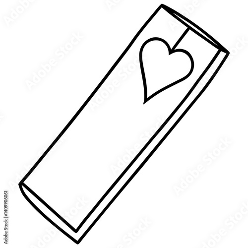 Bookmark with a heart top Line art vector