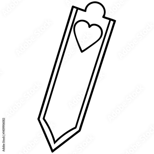 Bookmark with a heart top Line art vector
