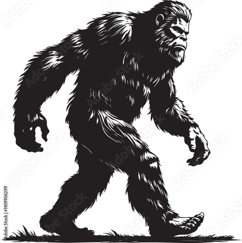 Walking Bigfoot Silhouette – Mythical Creature Illustration

Sasquatch in Motion – Hand-Drawn Forest Legend Art

Monochrome Yeti Sketch – Cryptid in the Wild

