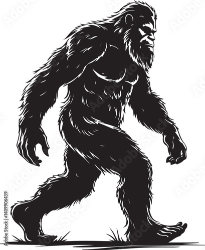 Walking Bigfoot Silhouette – Mythical Creature Illustration

Sasquatch in Motion – Hand-Drawn Forest Legend Art

Monochrome Yeti Sketch – Cryptid in the Wild

