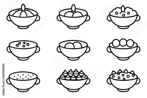 lam chowder creative line art style for meal