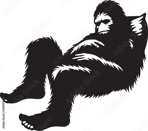 bigfoot black color yeti silhouette sleeping