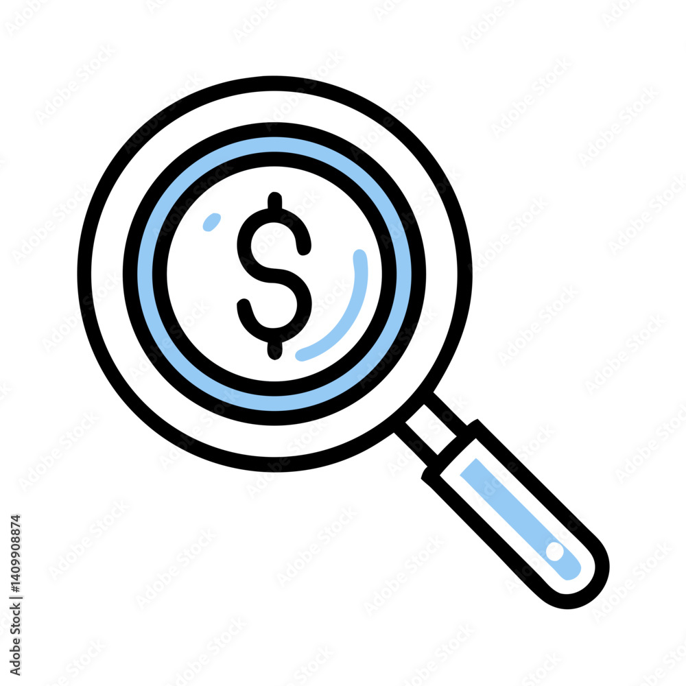 Magnifying Glass with Dollar Icon Representing Financial Search, Investment Analysis, and Wealth Investigation Magnifying Glass with Dollar Icon Representing Financial Search, Investment Analysis, and Wealth Investigation