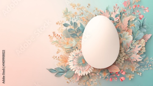 Easter decoration chick ornaments festive banners. Elegant Floral Easter Egg Artistry Displaying Pastel Colors and Gentle Springtime Elements Design.