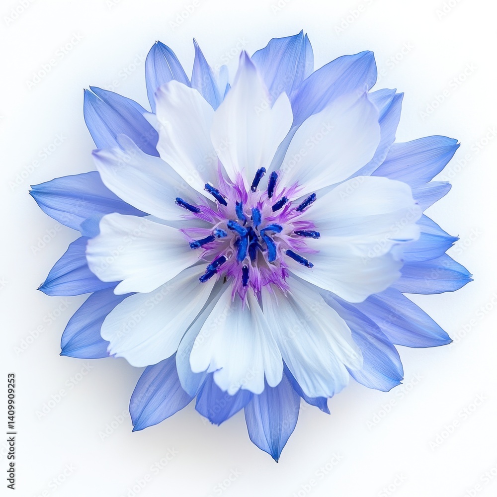 Stunning Blue and White Flower with Delicate Petals and Stamen Stunning Blue and White Flower with Delicate Petals and Stamen