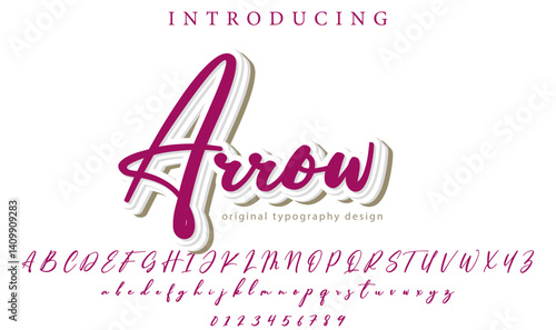 Arrow Font Stylish brush painted an uppercase vector letters, alphabet, typeface