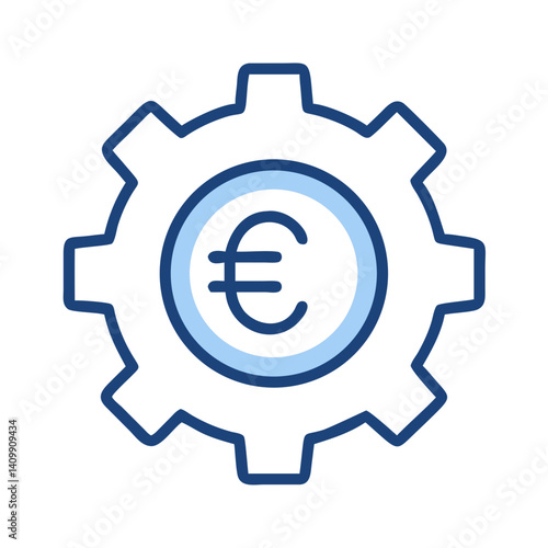 Euro Gear Icon Representing Currency Settings, Financial Configuration, and Economic Management