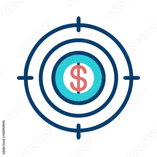 Dollar Target Icon Representing Financial Goals, Profit Strategy, and Investment Planning
