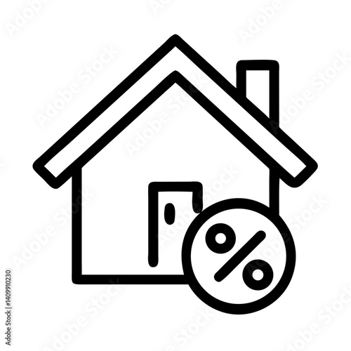 House with Percentage Symbol Icon Representing Mortgage, Loan, and Real Estate Interest Rates