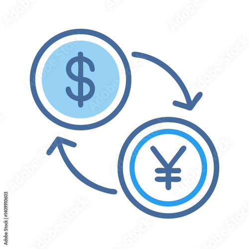 Dollar to Yen Exchange Icon Representing Currency Conversion and Foreign Exchange