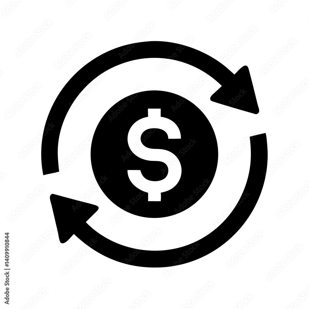 Dollar Symbol in Arrows Icon Representing Financial Flow and Currency Exchange Dollar Symbol in Arrows Icon Representing Financial Flow and Currency Exchange