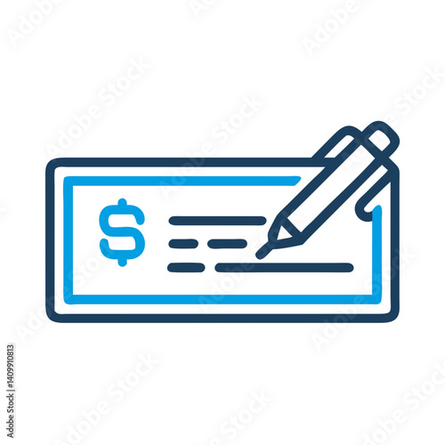 Signed Check Icon Representing Authorized Payment and Banking Transaction