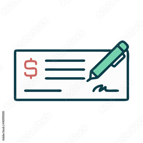 Signed Check Icon Representing Authorized Payment and Banking Transaction