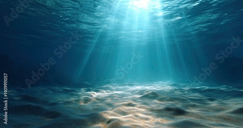 Ocean Floor Underwater Scene Sunlight Rays Sandy Bottom