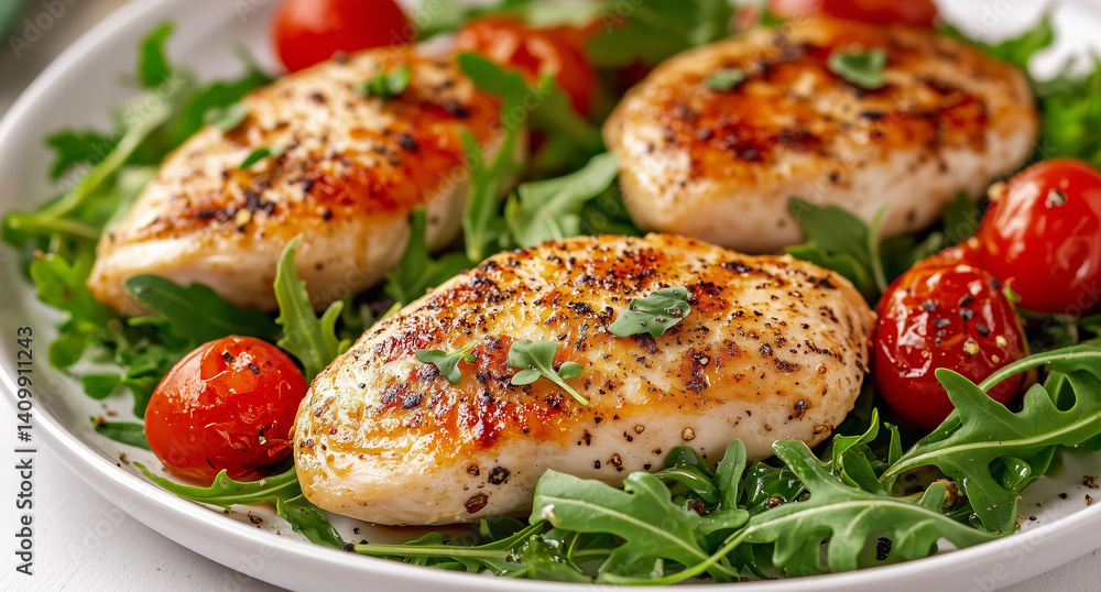 Grilled chicken breast with vegetables is a healthy and gourmet meal Grilled chicken breast with vegetables is a healthy and gourmet meal