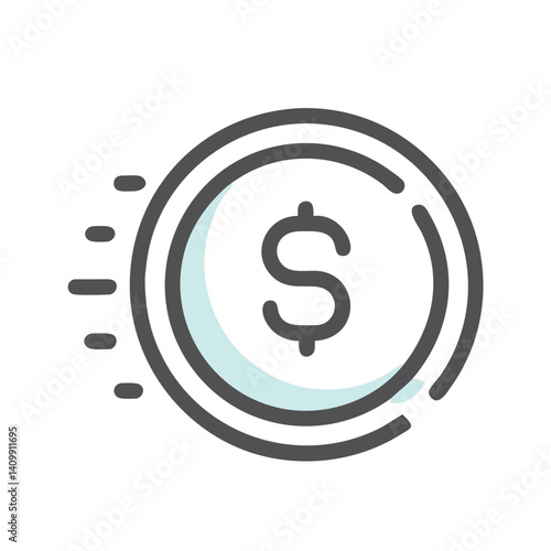 Dollar Coin Icon Representing Money, Currency, and Financial Wealth