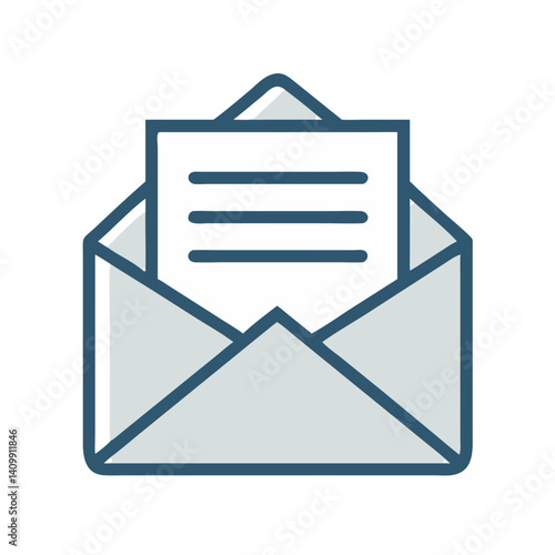 Open Envelope with Letter Icon Representing Incoming Mail or Read Message