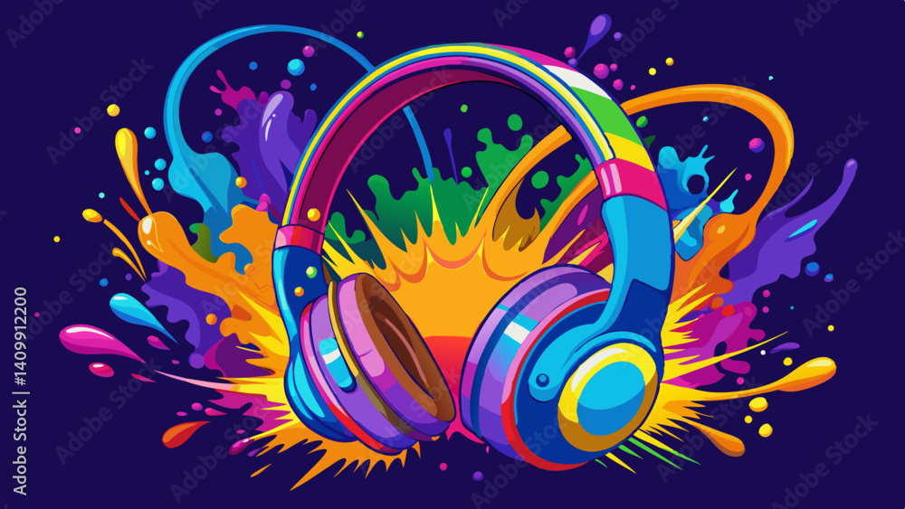 Obraz premium vector illustration of an abstract background with headphones