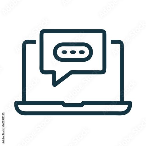 Laptop with Chat Bubble Icon Representing Online Messaging or Digital Communication