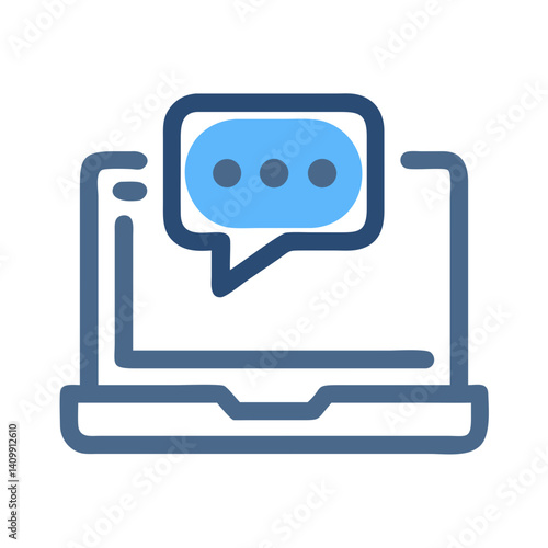 Laptop with Chat Bubble Icon Representing Online Messaging or Virtual Communication