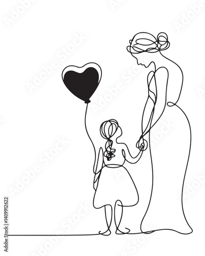 A mother and her baby are in a circle with hearts Vector