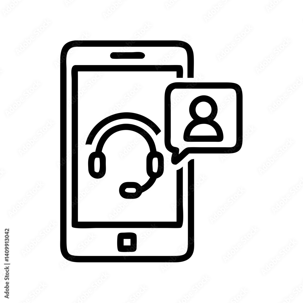Smartphone with Customer Support Icon Representing Mobile Help or Assistance Smartphone with Customer Support Icon Representing Mobile Help or Assistance