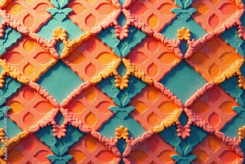 Abstract geometric shapes form a stylish repeating interior design pattern , art, graphic