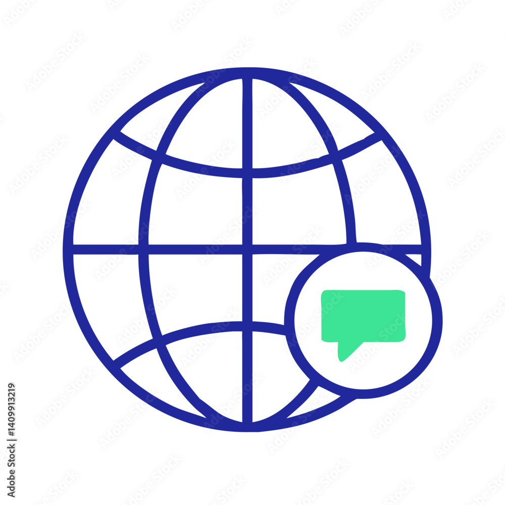 Globe with Chat Bubble Icon Representing Global Communication and Online Messaging Globe with Chat Bubble Icon Representing Global Communication and Online Messaging