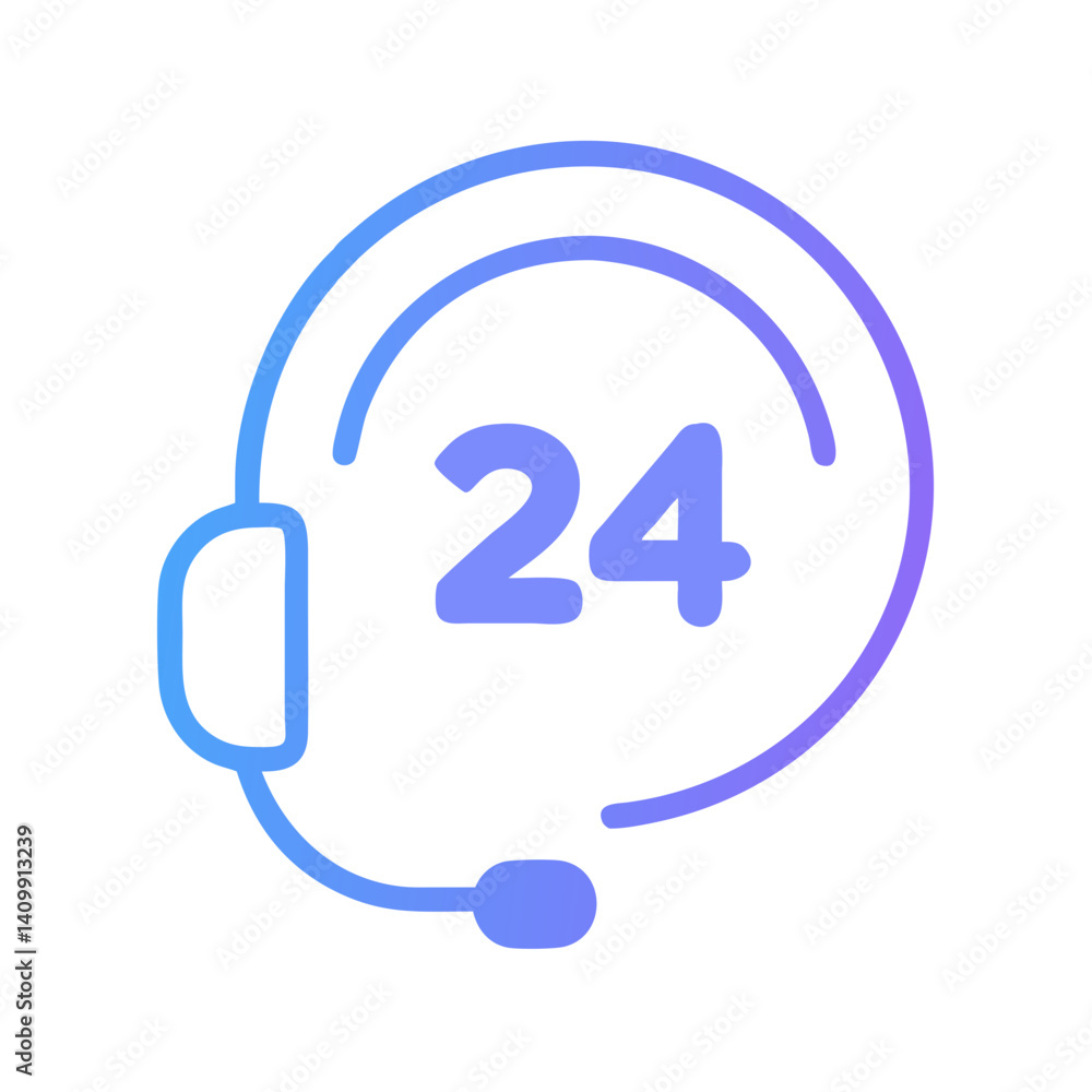 24 Hour Support Icon with Chat Bubble Representing Round-the-Clock Customer Assistance 24 Hour Support Icon with Chat Bubble Representing Round-the-Clock Customer Assistance