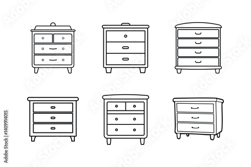 dresser icon line art vector illustration