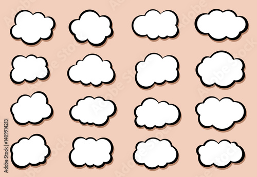 Set of vector speech bubble labels. Cloud bubble offer design elements, chat icons