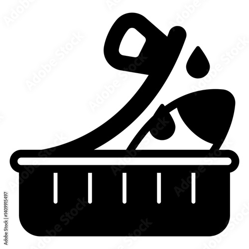 Canned fish solid icon, fishery product concept. Vector graphics. Fish container sign on white background, glyph style mobile or design.
