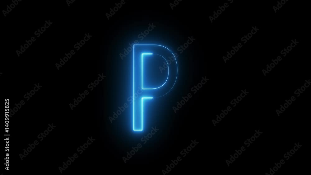 Glowing neon letter animation. Seamless looping neon alphabet symbol. Glowing neon letter animation. Seamless looping neon alphabet symbol.