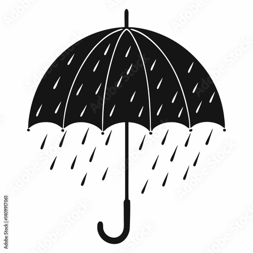 black umbrella vector illustration on white