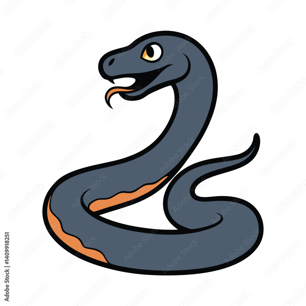 Fototapeta premium Cute cartoon snake with a friendly expression.