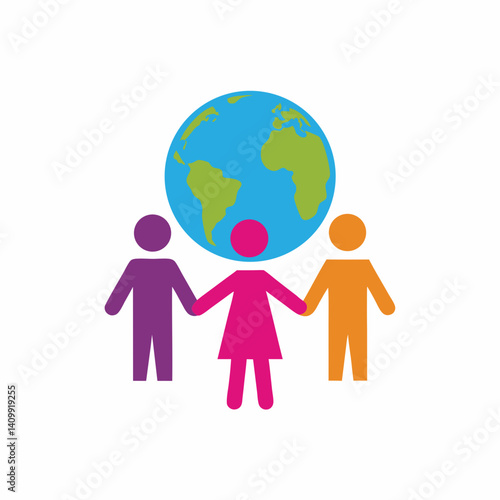 family with globe