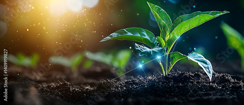 Innovative soil health measurement using ai and blockchain integration for sustainable agriculture natural environment professional photography lush greenery.