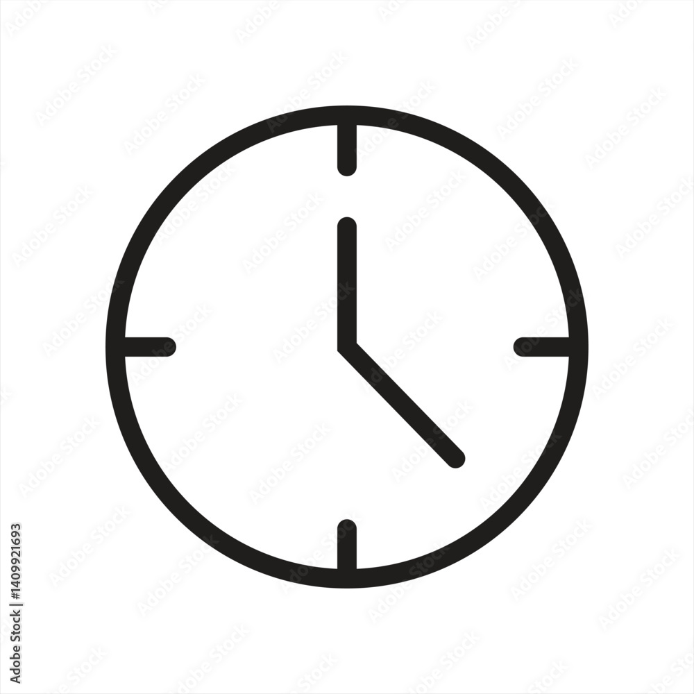 clock line icon vector on white background. clock line icon vector on white background.