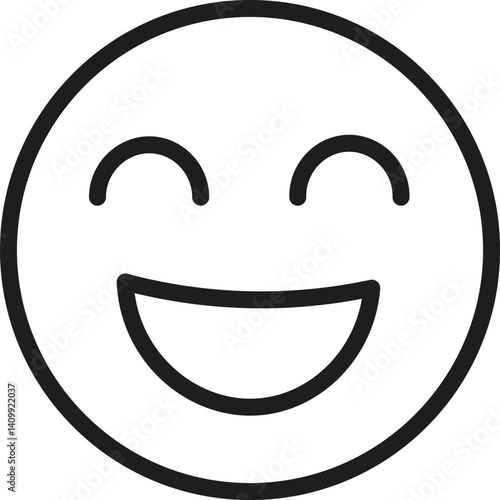 happy emoji , smile emoji , emotion emoji , happiness emoji line icon vector on white background.