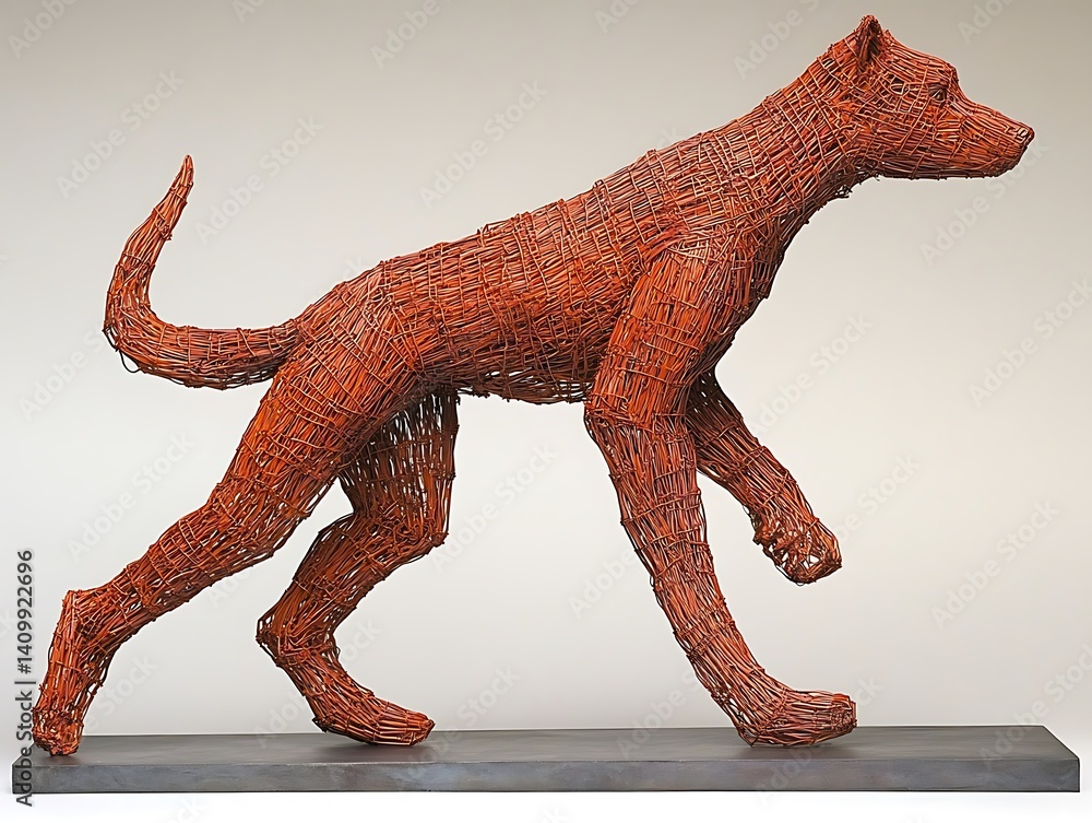 Naklejka premium Rusty Wire Dog Sculpture