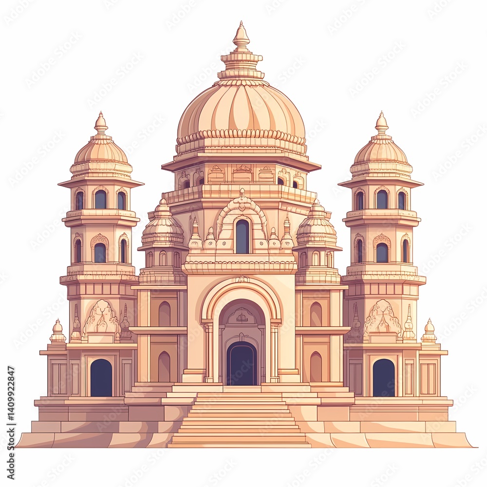 Historic Hindu Temple Architecture. Sacred Monument and Spiritual Landmark in India at Sunset An Ornate and Symbolic Cultural Heritage Destination Historic Hindu Temple Architecture. Sacred Monument and Spiritual Landmark in India at Sunset An Ornate and Symbolic Cultural Heritage Destination