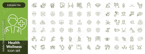 Public health icon set. Containing community health, disease prevention, health protection, medical services, health awareness, hygiene, handwashing and more. Solid vector icons collection.