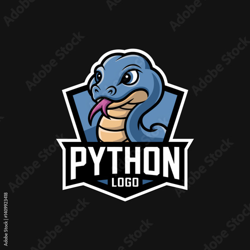 Cool Cartoon Python Snake Mascot Logo Design for Esports and Gaming Team