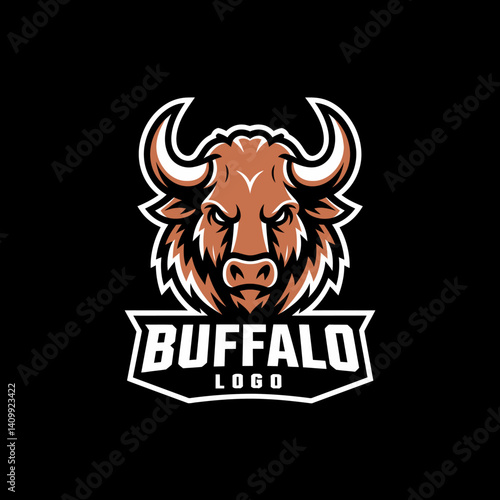 Aggressive Buffalo Head Mascot Logo for Sports, Team or E-sport