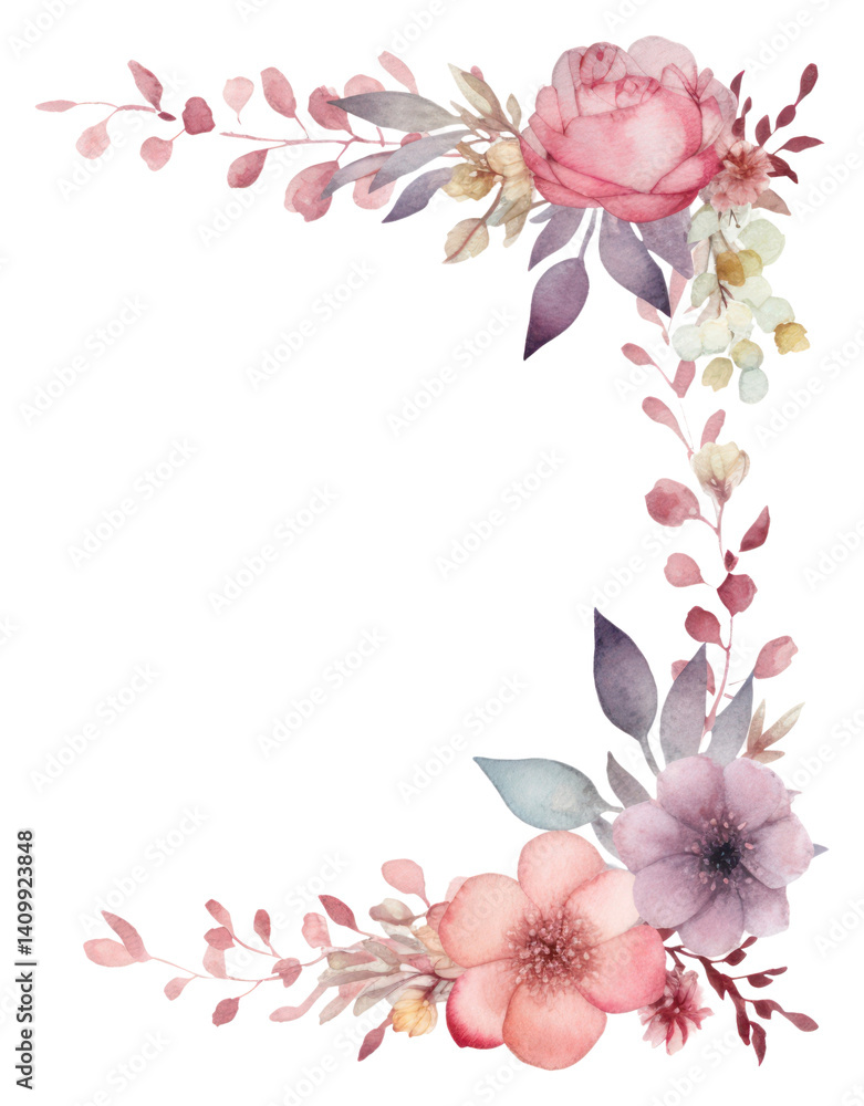 Naklejka premium PNG Funeral border watercolor pattern flower wreath.