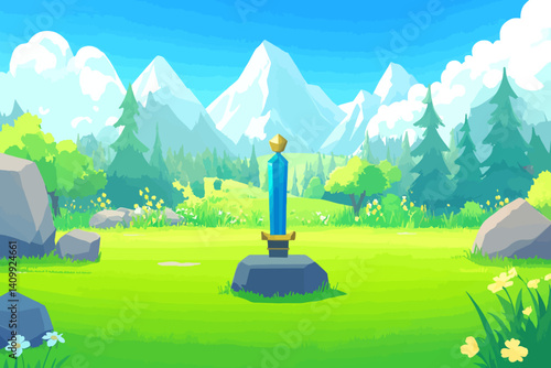 Sword monument landscape vector 