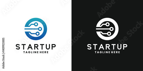 Innovative tech startup logo with letter O
