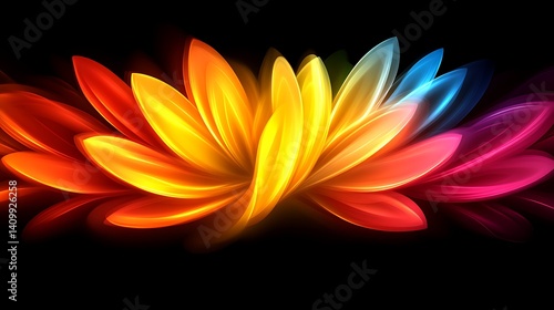 Abstract Colorful Flower Design Vivid Hues